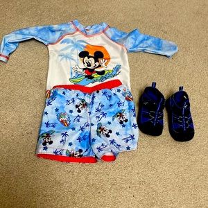 Mickey Mouse baby swimsuit set and ohh kosh sandal shoes